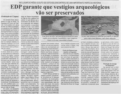 BV-Ano 53, N.º 1021 (1.ª quin. set. 2014), p. 3-EDP garante que vestígios arqueológicos vão ser preservados.JPG
