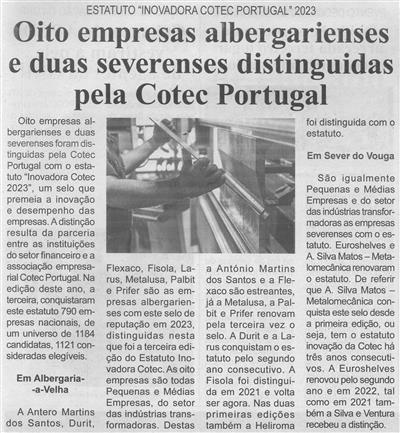 BV-N.º 1209 (2.ª quinzena jul. 2023), p. 7-Oito empresas albergarienses e duas severenses distinguidas pela Cotec Portugal.jpg