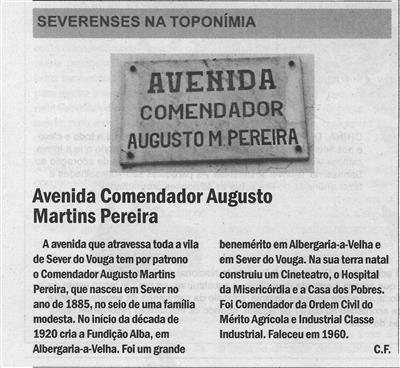 CV-05set.'18-p.6-Severenses na toponímia : Avenida Comendador Augusto Martins Pereira.jpg