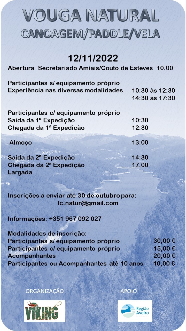 12 - Nov - Vouga Natural - Programa - Canoagem Paddle e Vela