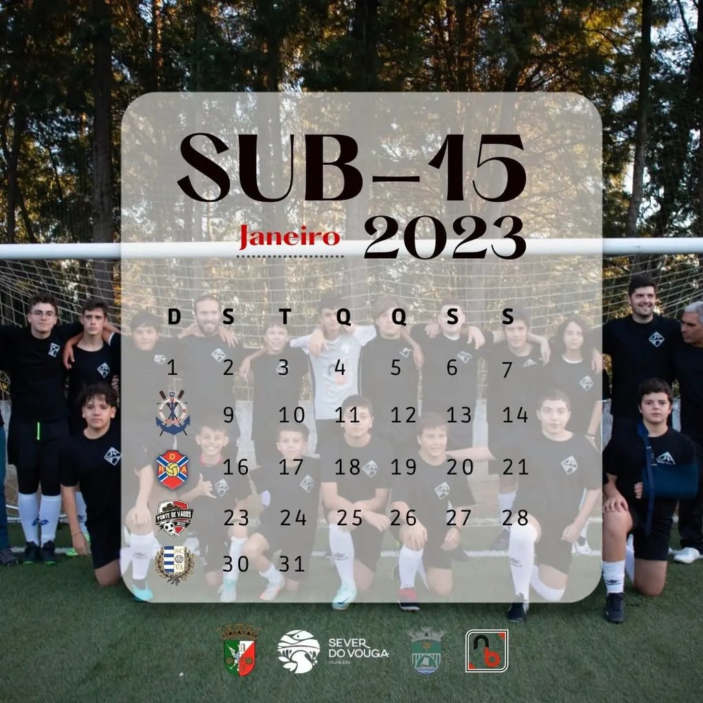 JAP - Calendário jogos - Janeiro - Sub 15