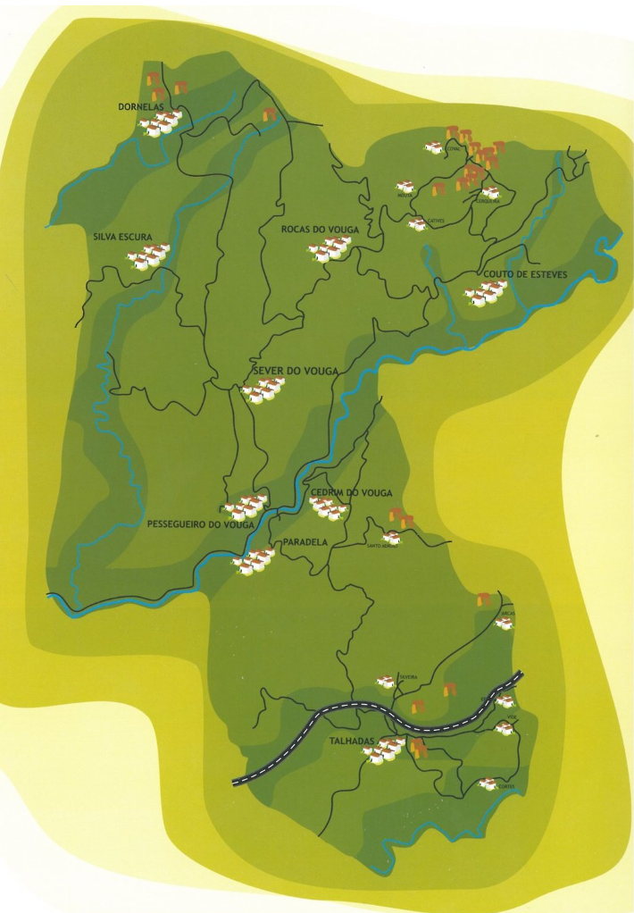 Mapa do Concelho de Sever do Vouga com indica&ccedil;&atilde;o das Freguesias (mais informa&ccedil;&atilde;o abaixo)